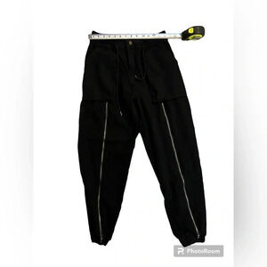 Angel designed in Los Angeles Black Joggers with zippered front